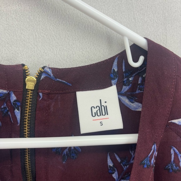 Cabi Women’s Small burgundy professional office tank top floral print blouse - Picture 3 of 10